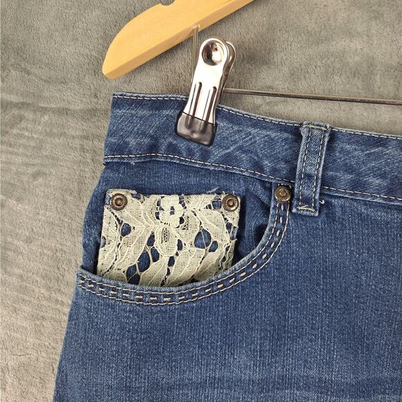 Womens Skirt 12 Boho Country Western Cowgirl Rodeo Ranch Denim Church Modest - Picture 3 of 8